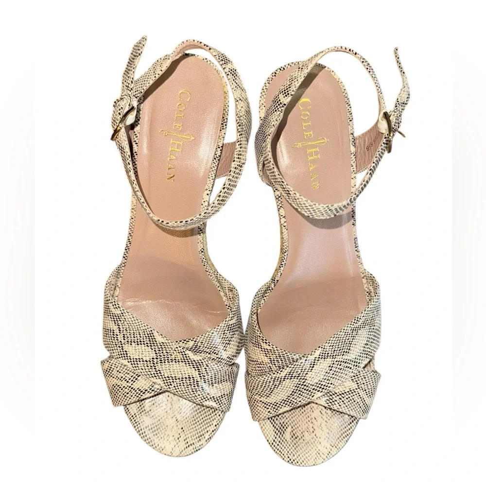 Cole Haan Air Camila Sandals 90 White Pine Snake Print Women's Size 8.5 B - Picture 6 of 8